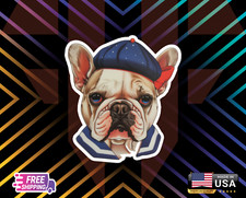 Charming-FrenchBulldog-sticker Blue-Beret-Bow+Laminated wall laptop etc, FreStic