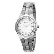 Bulova 96R118 Diamond Silver Tone Stainless Steel Women's Watch $599 Great Gift