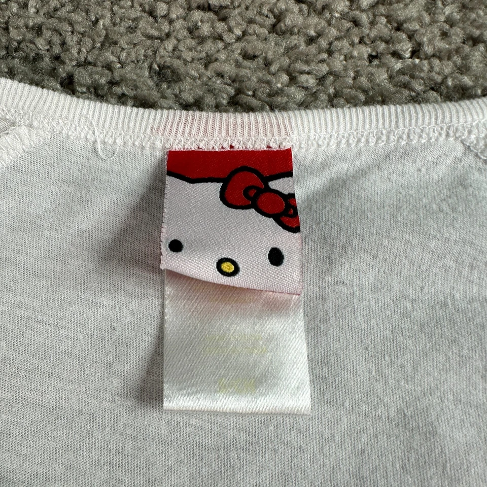 Vestido Camisa Hello Kitty Sarino Mujer Pequeño Blanco Dorado Manga Corta Pullover Foto 4 de 4