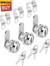 Bates- Cabinet Locks with Keys, 5/8", 3 Pack, Cam Locks for Cabinets Keyed Alike
