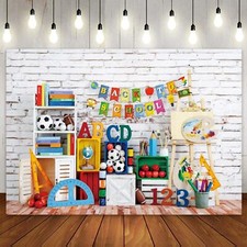 Welcome Back to School Backdrop 7x5ft Kindergarten White Brick Blackboard