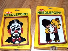 2 NEEDLEPOINT KITS MINSTREAL CLOWN & BOY AND GIRL TOGETHER  8X10
