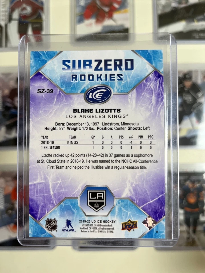 2019-20 Upper Deck Ice Subzero Rookies /999 Blake Lizotte #SZ-39 Rookie RC - Image 2 of 3