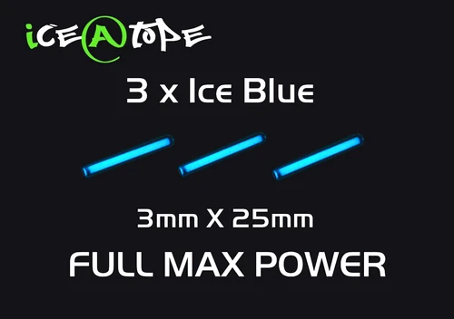 ICEATOPE 3 X ICE BLUE Isotopes Isotope Betalights 3mmX25mm FULL MAX POWER carp