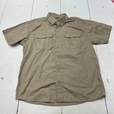 Dri Duck Brown Short Sleeve Craftsman Comfort Collared Shirt Mens Size Large
