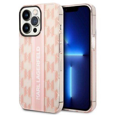 Karl Lagerfeld Monogram Transparent Impact Case Cover iPhone 14 Pro Pink