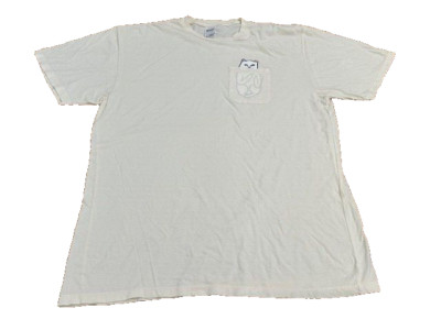 Rip n Dip Ivory Cream Off White Short Sleeve T-Shirt Pocket Finger Cat XL Nermal