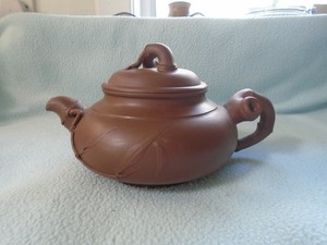 Chinese Yixing Teapot Impresses Marks To The Base d Bamboo Decoration