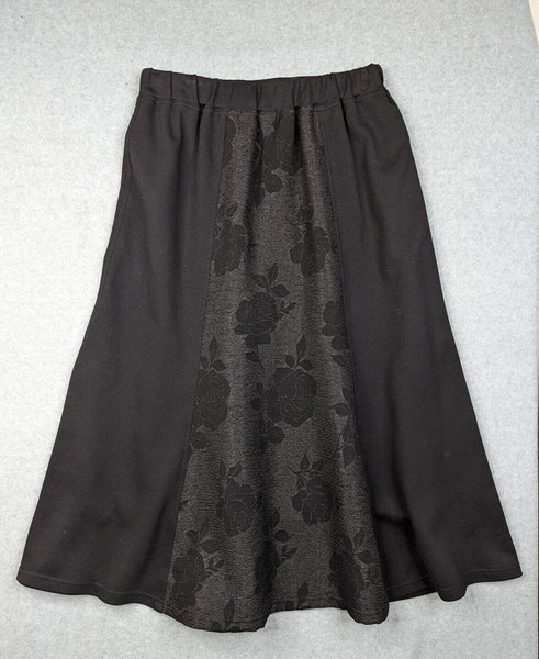 S.Quise Skirt Womens 46 AU 14-16 Black Flare Midi Elastic Waist Event Work