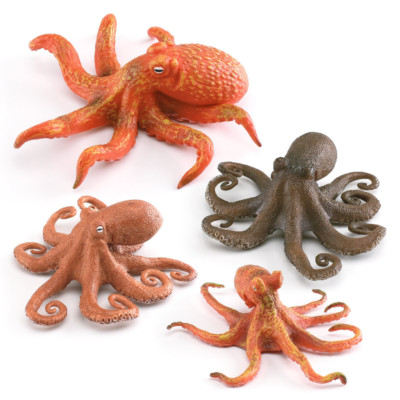 Simulation octopuses  Figurine Ocean Animal Miniature Art Toy Figure Doll 4pcs 
