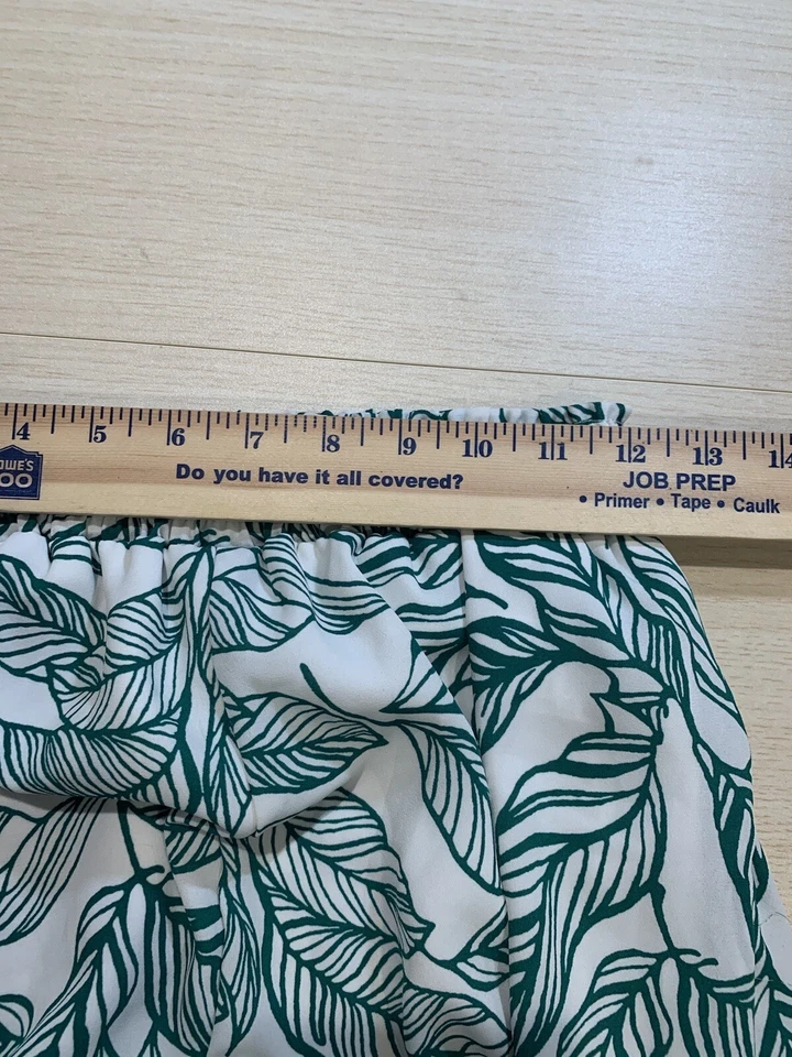 粉色百合女式白色绿叶图案Palazzo裤子尺寸S — 第 4/4 张图片