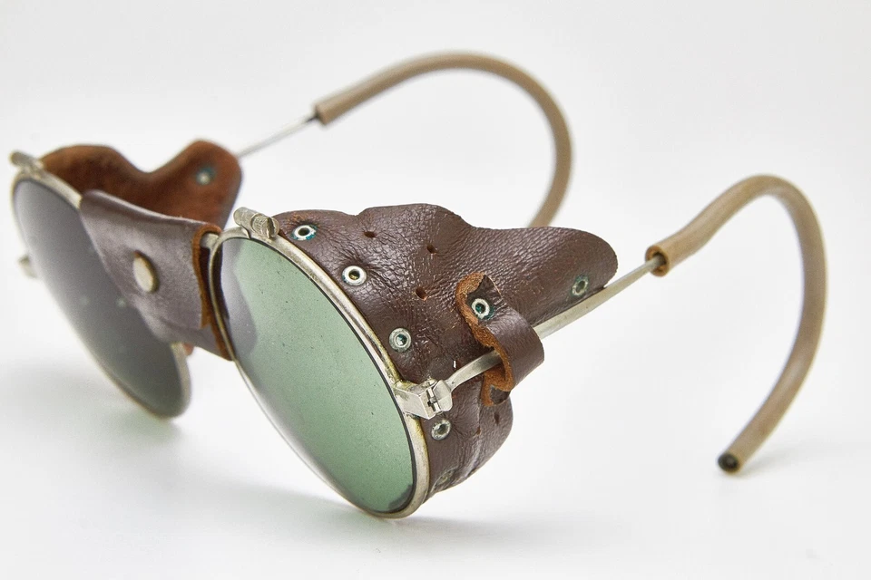 1980s vintage round sunglasses JULBO leather eyeglasses burning man goggles - Image 4 of 4