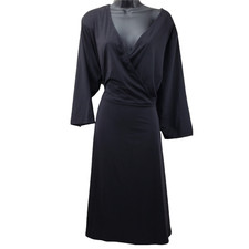 Unbranded Women's Dress Black V-Neck Wrap Style Top Top Flowing 42" Length