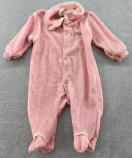 Izod Lacoste Sleeper Girl Baby 12mos One Piece Pink Collared VTG Polyester