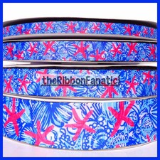 3yds Lilly She She Shells Starfish 3/8" 7/8"  1.5" Grosgrain Ribbon