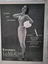 1955 Women's Kanmak Mills Junior Accent dress white muff vintage fashion ad