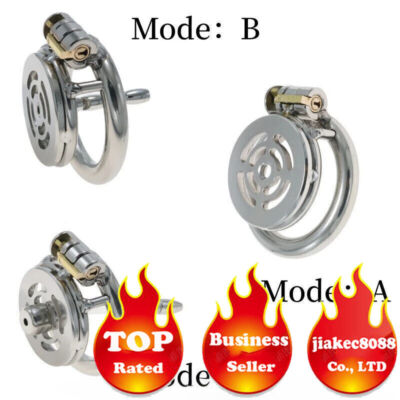 Sissy Metal Flat Cage Chastity Lock Chastity Device with Metal/Silicone Tube