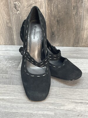 Naturalizer Womens Black Heels Shoes Pavao 11 Mary Jane Black Suede EUC 