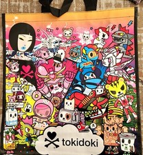 Tokidoki "MANGA MANIA" Reusable Vinyl Tote Bag W/ Inner Pocket 16.3" H x 15.8" W