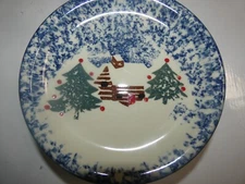 Set Of 6 Folk Craft Cabin in the Snow Salad Dessert Plates 7" Vintage Tienshan