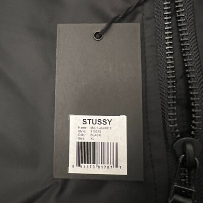 Stussy MA-1 Bomber Jacket Size XL Men's Black NEW RARE Stussy MA-1 Bomber Jacket Size XL Men's Black NEW RARE