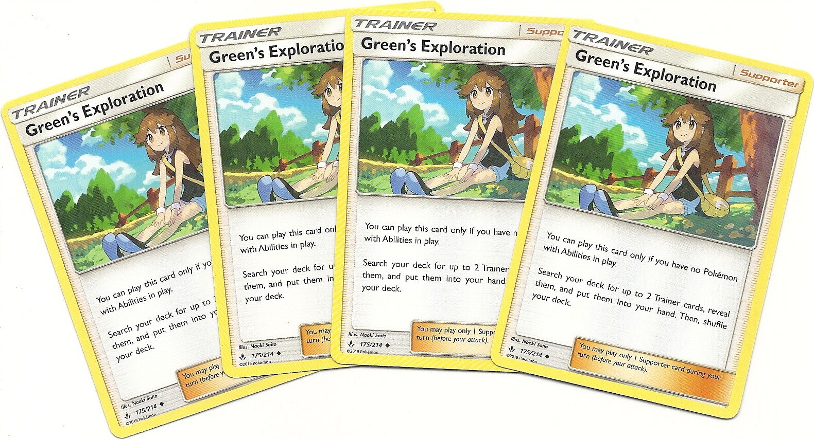 4x GREEN'S EXPLORATION 175/214 UNBROKEN BONDS Pokemon Card- HTF Trainer NM/MINT