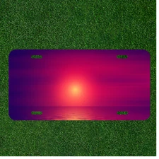 Creative License Plate Auto Tag With Purple Pinkish Sunset Design Add Names