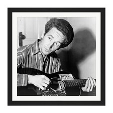 Aumuller Portrait Folk Singer Guthrie Kill Fascists Square Framed Art