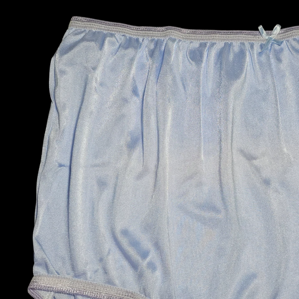 Braguita de nailon resbaladiza púrpura azulado abuela calzoncillo sedoso de colección talla 9-10 cadera 40-50" Foto 3 de 4