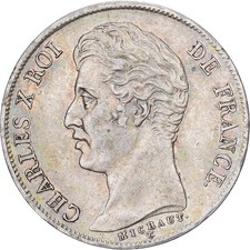 [#1509705] France, Charles X, 1 Franc, 1828, Lille, Silver, AU(50-53)