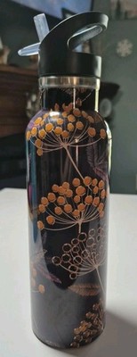Vera Bradley Water Bottle Floral Flower Black and Purple New 