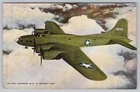WW2  B 17 Flying Fortress Bomber in Flight - Military - Linen Postcard - 1942