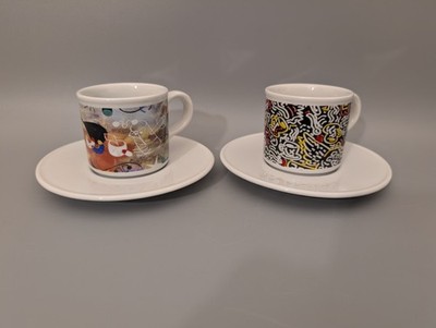 2x Esprerssotassen & Untertassen Lavazza Cafe des Arts Tognana Porzellan 