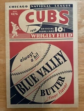 1933 Official Cubs Scorecard
