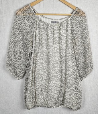 Elena Baldi Womens Silk Blouse Small Leopard Lined Blouson Luxury Made in Italy