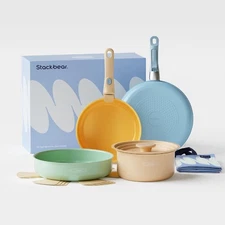 12-Piece Non-Stick Ceramic Cookware Set Detachable Handle RV Camping Essentials