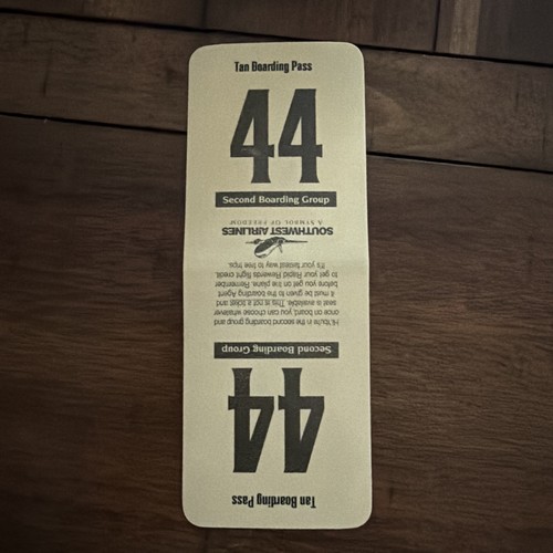 Southwest Airlines BOARDING PASS 44 Collectors Swa Sw Plastic Aircraft Airline