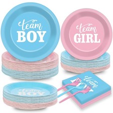 200pcs Gender Reveal Plates Napkins Gender Reveal Paper Tableware Set Blue an...