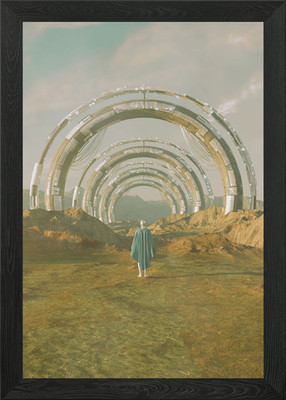 Scifi Mountain Riged 3D gerahmtes Wandbild Poster Leinwanddruck Bild