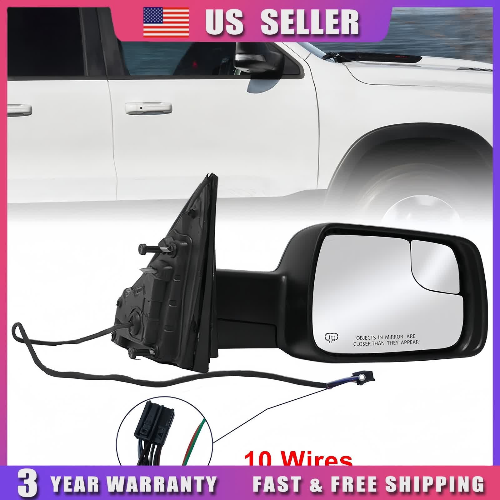 Heated Mirror w/Power Fold Signal Light Passenger Side For 2019-2024 Ram 1500 thumbnail 19