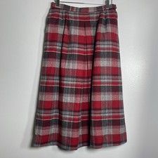 PENDLETON 100 Virgin Wool Pleated Tartan Midi Skirt Size 10 Made in USA Holiday