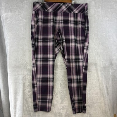 Torrid Pants Womens 1 Purple Plaid Pixie Ponte Knit Slim Ankle Dress Work