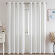 Lightweight Linen Curtains 84 Inch Long 2 Panels - Semi Sheer, Light Filterin...