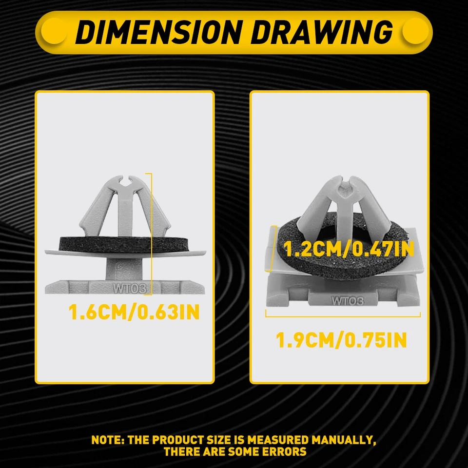 Fender 100X clipe selador retentor moldagem compatível com GM Chevy Jeep Chrysler Dodge - Imagem 3 de 4