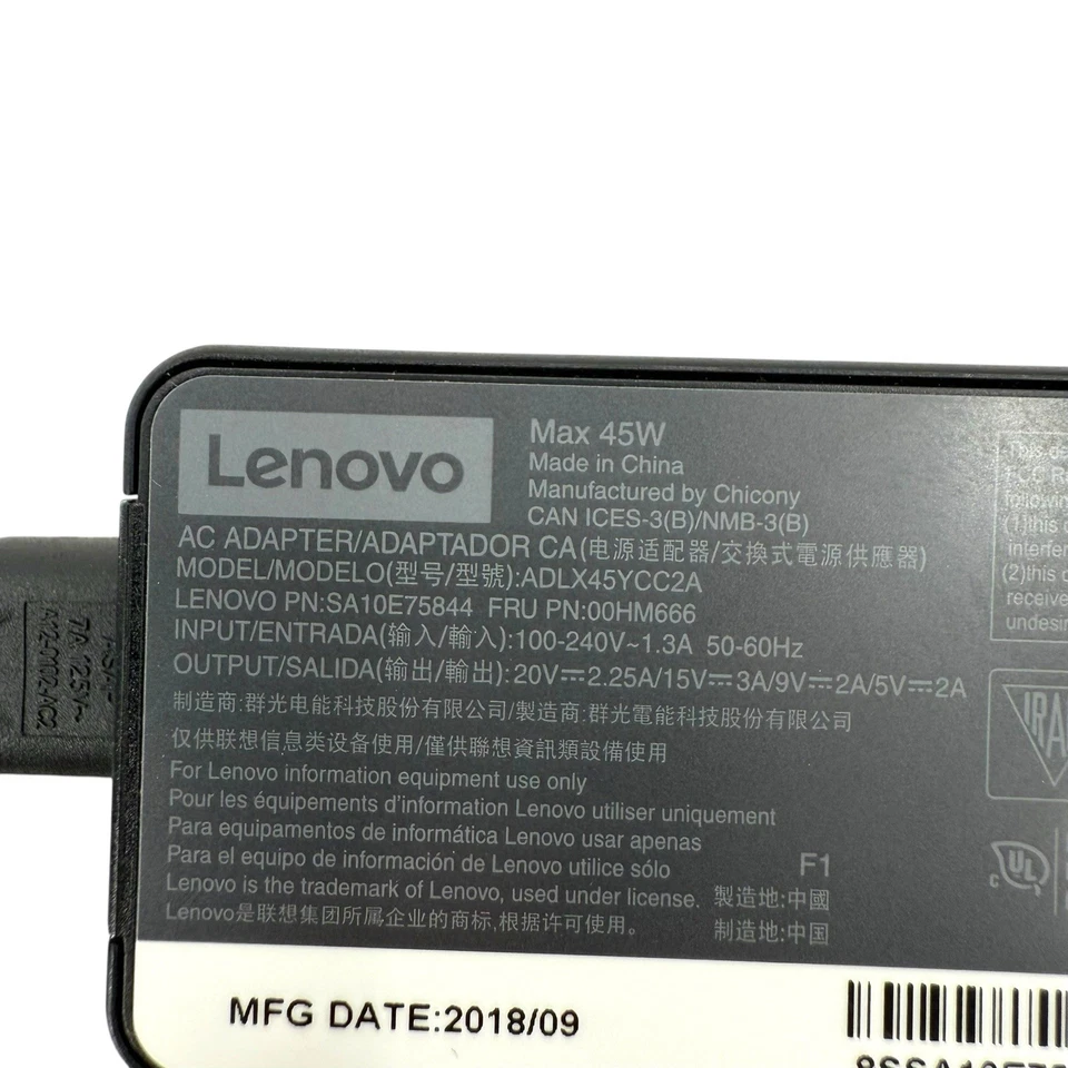 Adaptador de CA para portátil 45W USB C Tipo-C Cargador para Lenovo ThinkPad T480 E485 T480S Foto 3 de 3