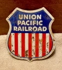Vintage 1950s Union Pacific Railroad Post Cereal Prize Miniature Tin Train Sign