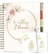 Elegant All-in-One Wedding Planner Book Organizer 6 Tabbed Sections +Vow Books 