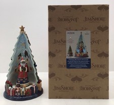 Jim Shore African American Santa In Tree Lighted Rotator Figurine - New Open Box