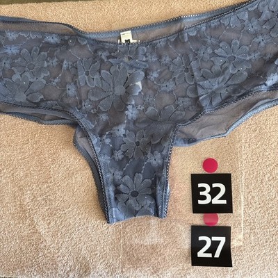 Pink By Victoria s Secret Large Steel Blue Sheer Mesh Cheeky Panties