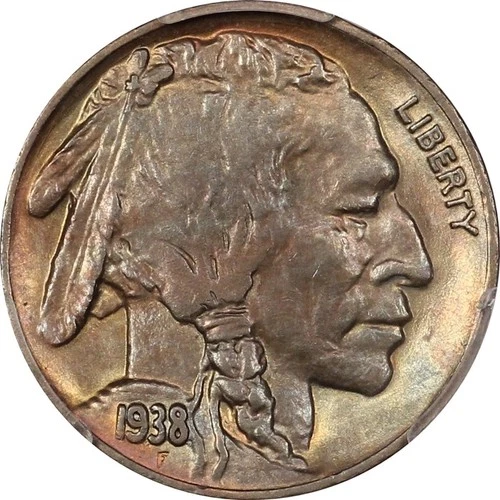 1938-D PCGS MS62 Choice BU Buffalo Nickel - Lustrous and Colorful Toned!